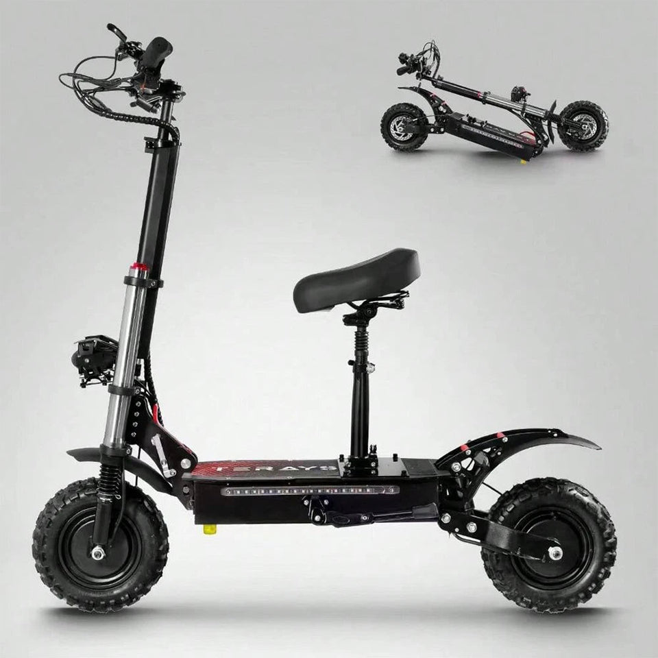 50Mph Fast Electric Scooter with Seat for Adults Load 440lbs 6000W Powerful Dual Motor Hydraulic Suspension Electric Scooter AXSSIBLZ