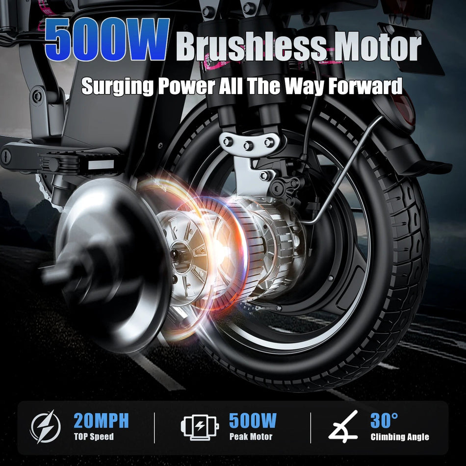 Electric Bike for Adults, 48V 15AH Removable Battery,20MPH 35Miles 500W Brushless Motor Commuting Ebikes for Women Men AXSSIBLZ