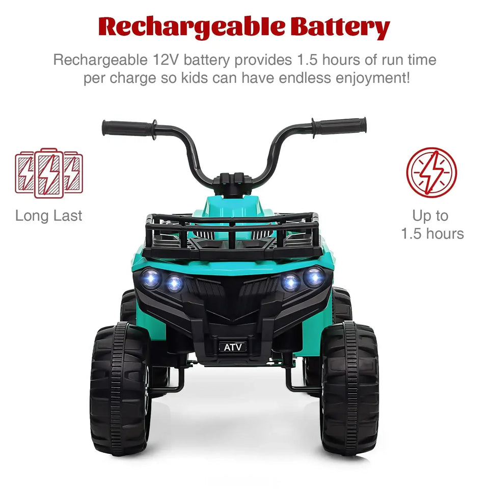 Kids Ride On ATV, 12V Battery Powered Electric Vehicle With Remote Control, 4-Wheeler Quad ATV Play Car For Boys Girls AXSSIBLZ