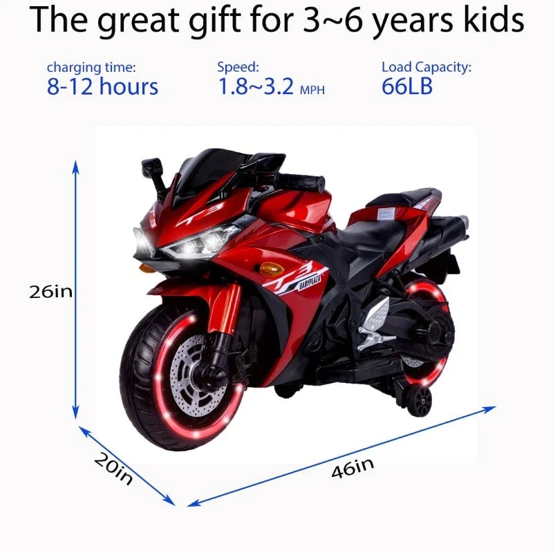 kids motorcycle 12V motorcycle for kids 3 4 5 6 years Boys Girls 12v7ah kids motorcycle ride on toy with Training Wheels/manual AXSSIBLZ