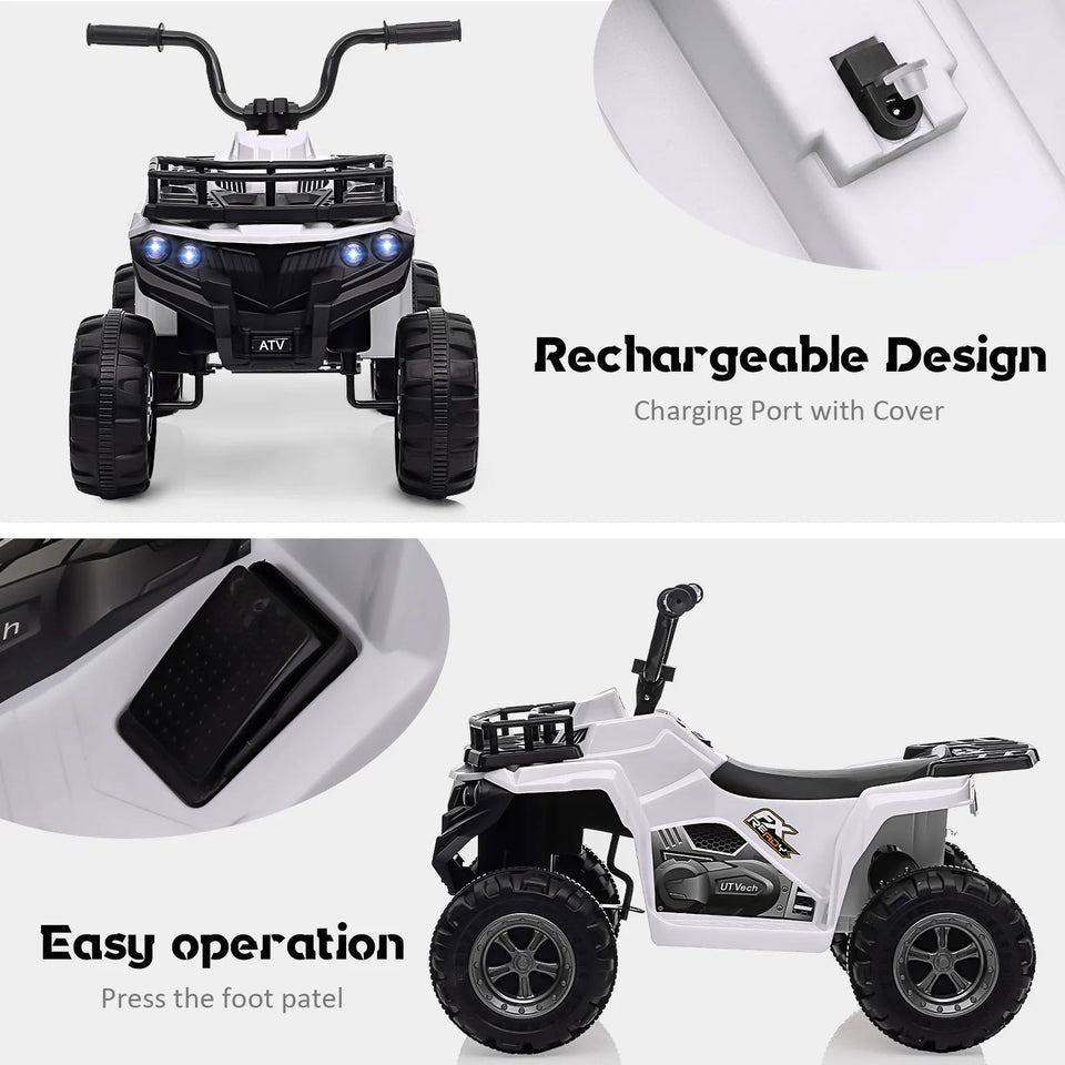 12V Kids Ride On Electric ATV, Ride Car Toy with Bluetooth Audio,High/Low Speed, LED Headlights, Battery Indicator & Radio AXSSIBLZ