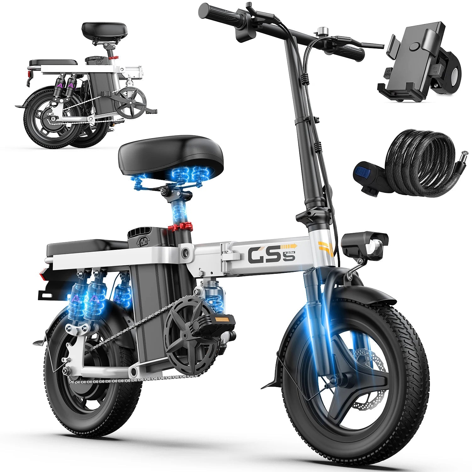 Electric Bike for Adults Teen-Folding Electric Bicycle 750W Peak Motor,20+MPH 35 Miles,Commuter Ebike 48V 15AH Removable Battery AXSSIBLZ