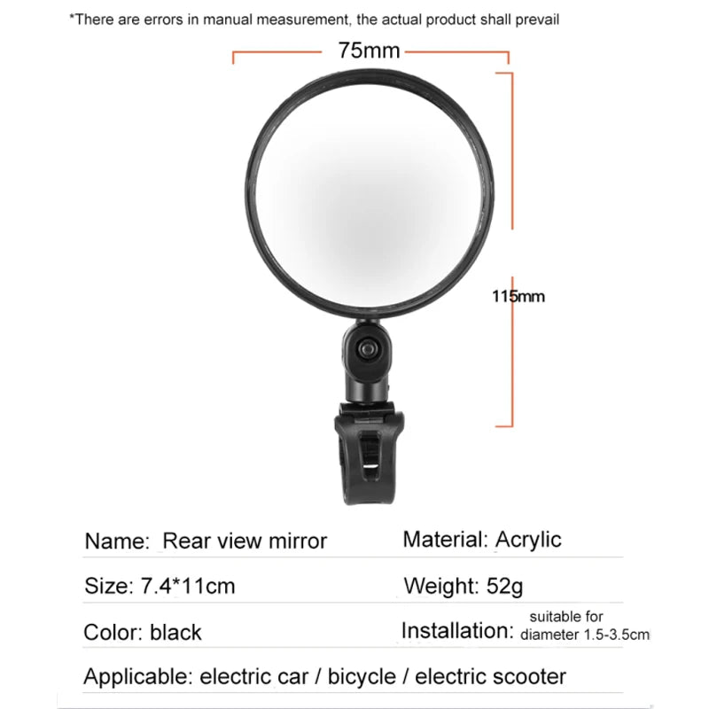 360° Vision Rearview Mirror for Electric Scooters & Bikes - 1PC AXSSIBLZ