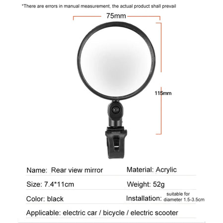 360° Vision Rearview Mirror for Electric Scooters & Bikes - 1PC AXSSIBLZ