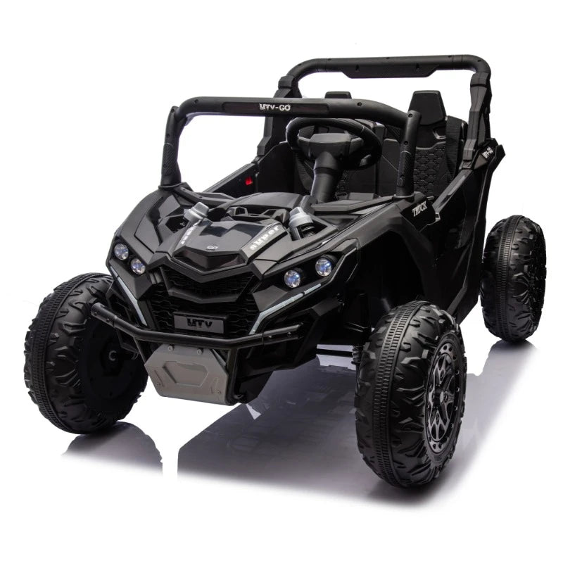 24V Two-Seater Kids Ride On UTV,Anti-collision bar,Storage space,Music,USB,Bluetooth,Volume control,for Kids 3+. AXSSIBLZ