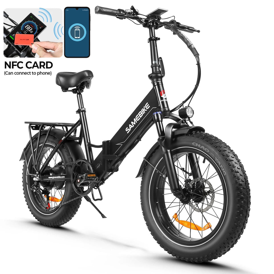 SAMEBIKE LOTDM200-II Electric Bike 20"Fat Tires 750W Motor 48V 13Ah Electric Bicycle  Battery Folding  Smart NFC E-Bike AXSSIBLZ