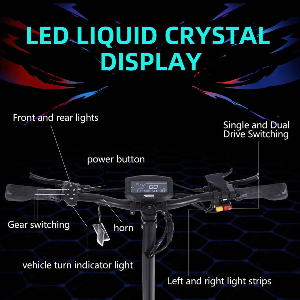 Portable Electric Scooter With 11'' Off Road Vacuum Tire,6000W 60V 38Ah High Power,Max Speed 80-85KMH,Dual Motor Drive E-scooter AXSSIBLZ