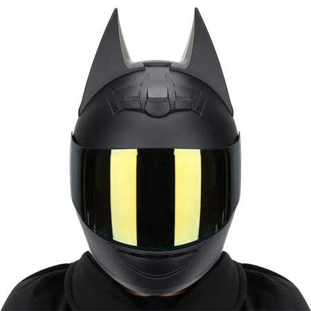 Motorcycle Helmet Full Face Bat Ears For Man Detachable Horns Summer Breathable Motorcross Racing MotorBike Safety Moto Helmets AXSSIBLZ