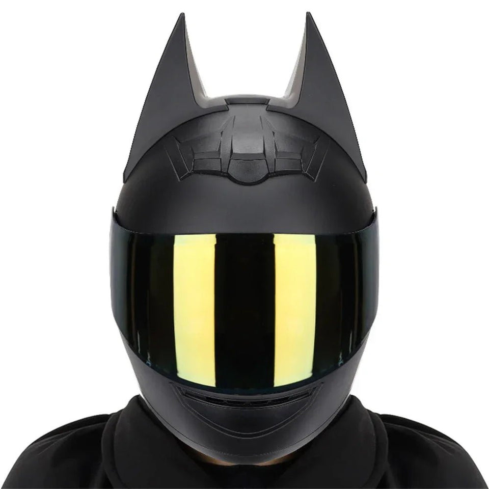 Motorcycle Helmet Full Face Bat Ears For Man Detachable Horns Summer Breathable Motorcross Racing MotorBike Safety Moto Helmets AXSSIBLZ