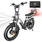2000W Peak Cargo Electric Bike for Adults with Dual 15Ah Batteries(30Ah) Shima 7 Speed 80Miles-150Miles Long Range Electric Bike AXSSIBLZ