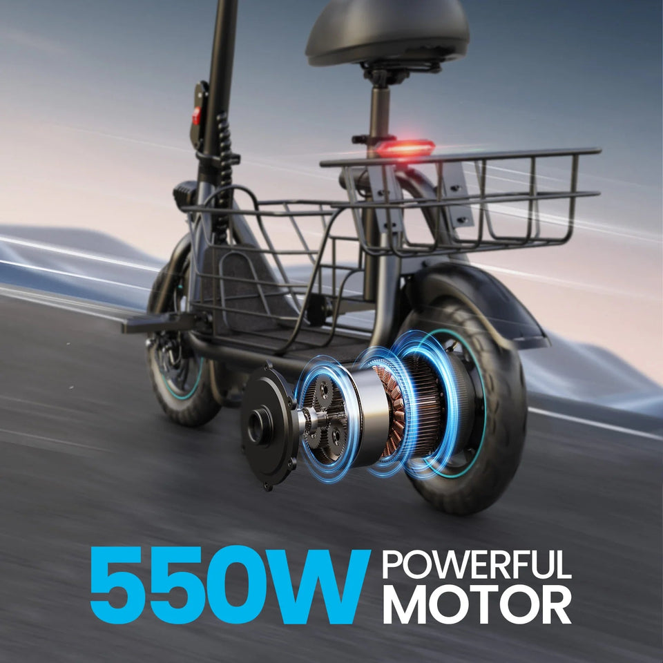 Gyroor Electric Scooter with Basket for Pet, 3 Riding Modes Foldable Electric Scooter for Adults - up to 20 Miles 18.6MPH AXSSIBLZ