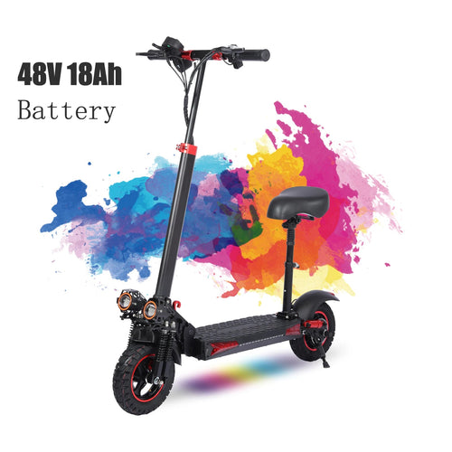 Foldable 1200W Electric Scooter with Seat for Adults, 11'' Off-road Tires, 48V 21Ah Battery, 33Miles Range Commuter E-scooter AXSSIBLZ