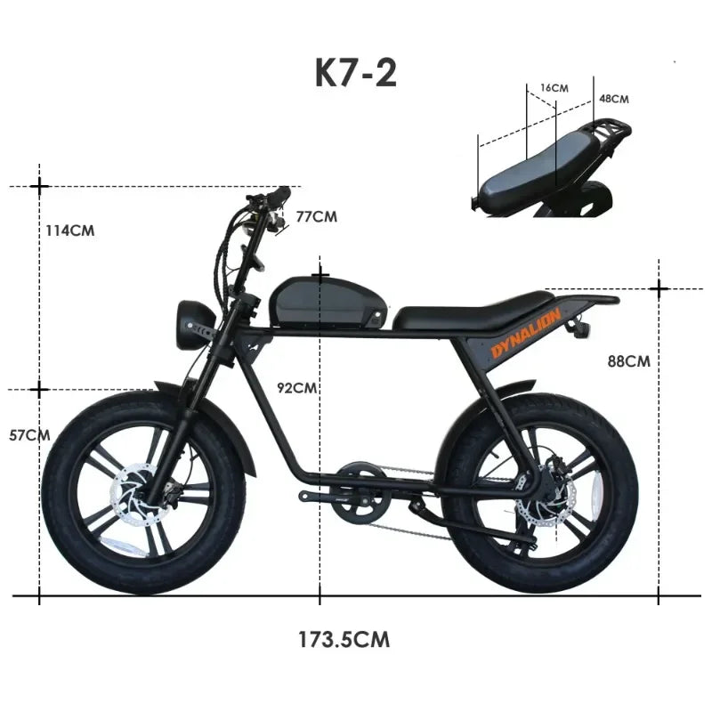 K7-2 RetroPower 48V 1000W Hybrid Electric Bike – Conquer Roads, Dirt, and Mountains AXSSIBLZ