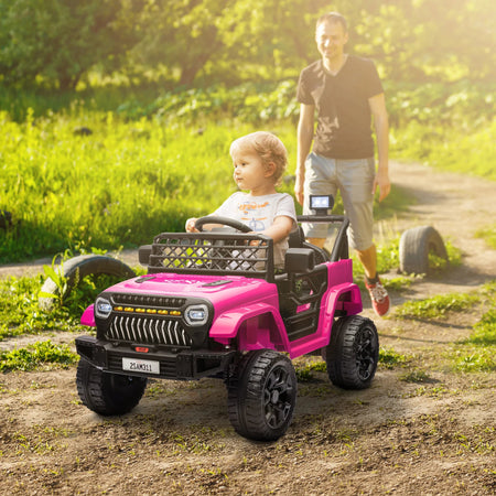 12V Ride on Truck W/ Spring Suspension, Remote, Pink AXSSIBLZ