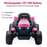 Kids Ride On Tractor with Trailer 12V Battery Powered Electric Kids Car Vehicle Toys with Dual Motors,Remote Control,LED Lights AXSSIBLZ