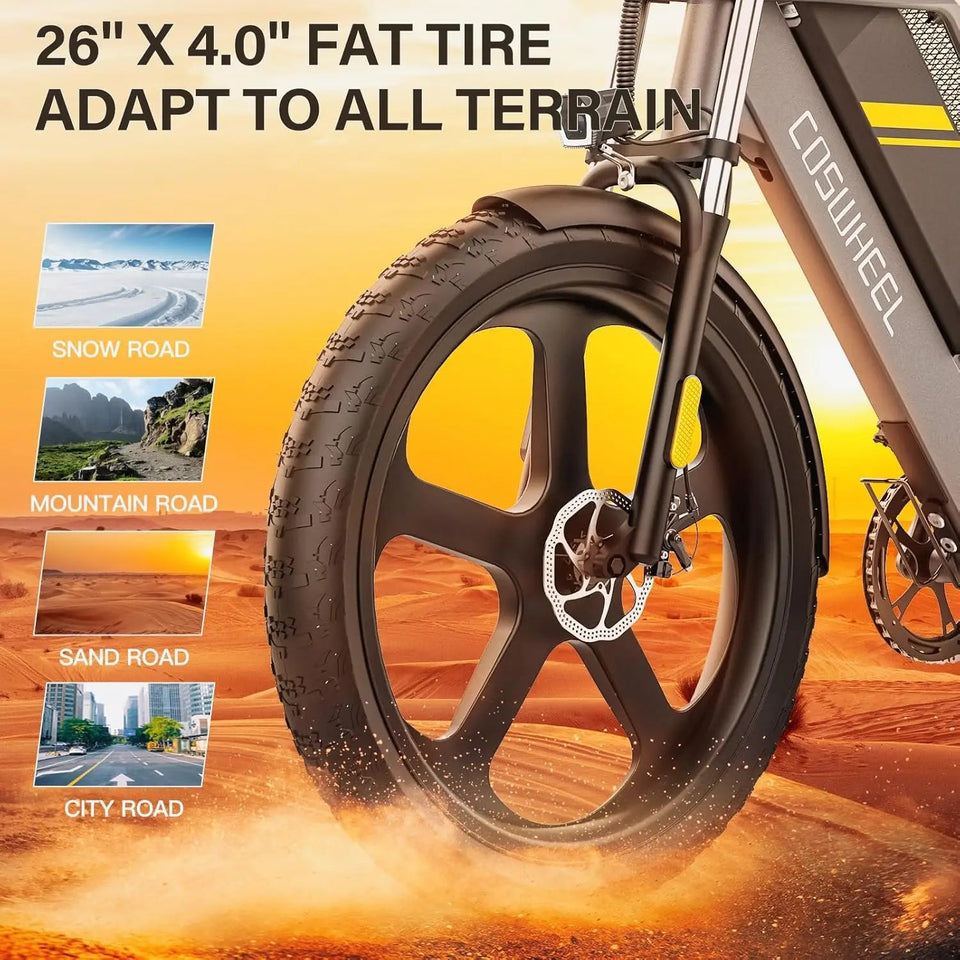 Coswheel Electric Bike For Adult T26 26Inch 1500W Mountain bike Electric Motorcycle 48V 25Ah Removable Battery Off Road EBike AXSSIBLZ