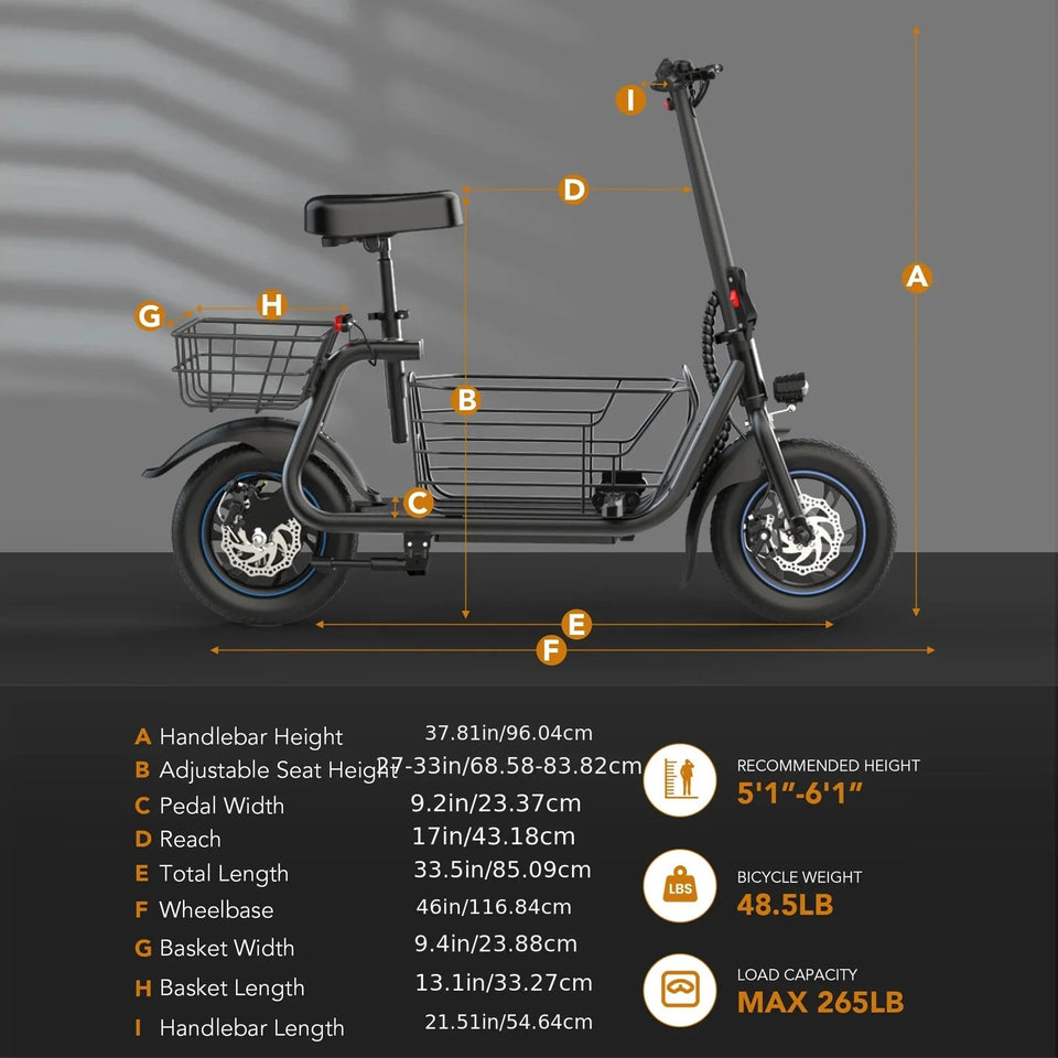 Gyroor Electric Scooter with Basket for Pet, 3 Riding Modes Foldable Electric Scooter for Adults - up to 20 Miles 18.6MPH AXSSIBLZ