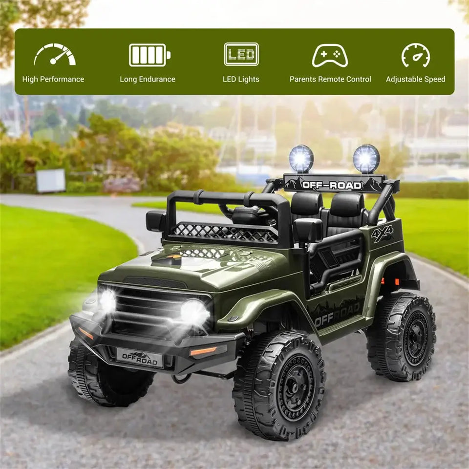 12V 3-8 Years Kids Ride On Car with 2 Seater Electric Vehicle Toy Truck w/Remote Control Rechargeable Christmas Gift AXSSIBLZ