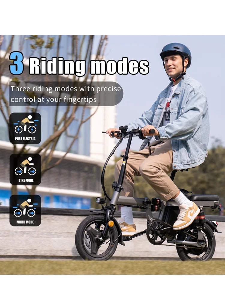 Folding Electric Bike for Adult,48V 15AH Removable Battery, 20MPH 35Miles Commuting Ebike,500W Lightweight 14'' Electric Bicycle AXSSIBLZ