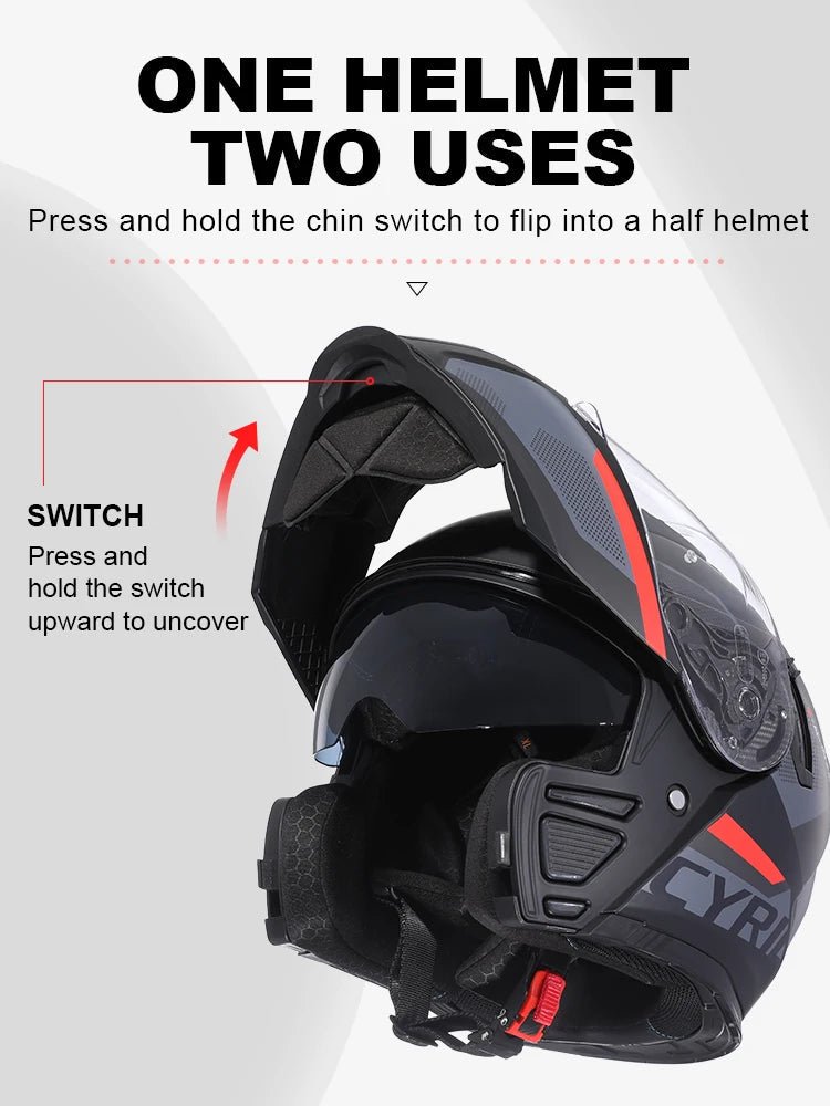 Motorcycle Helmet Dual Visor Modular Flip Up Full Face Helmet for Adult Men Women DOT ECE Approved Casco Moto CYRIL AH121 AXSSIBLZ