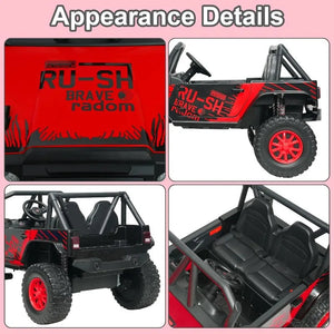 24V 5AH 2 Seater Power Wheels 4WD Kids' Electric Vehicles UTV Ride On Car for Kids, Spring Absorber, Wireless Bluetooth (Red) AXSSIBLZ