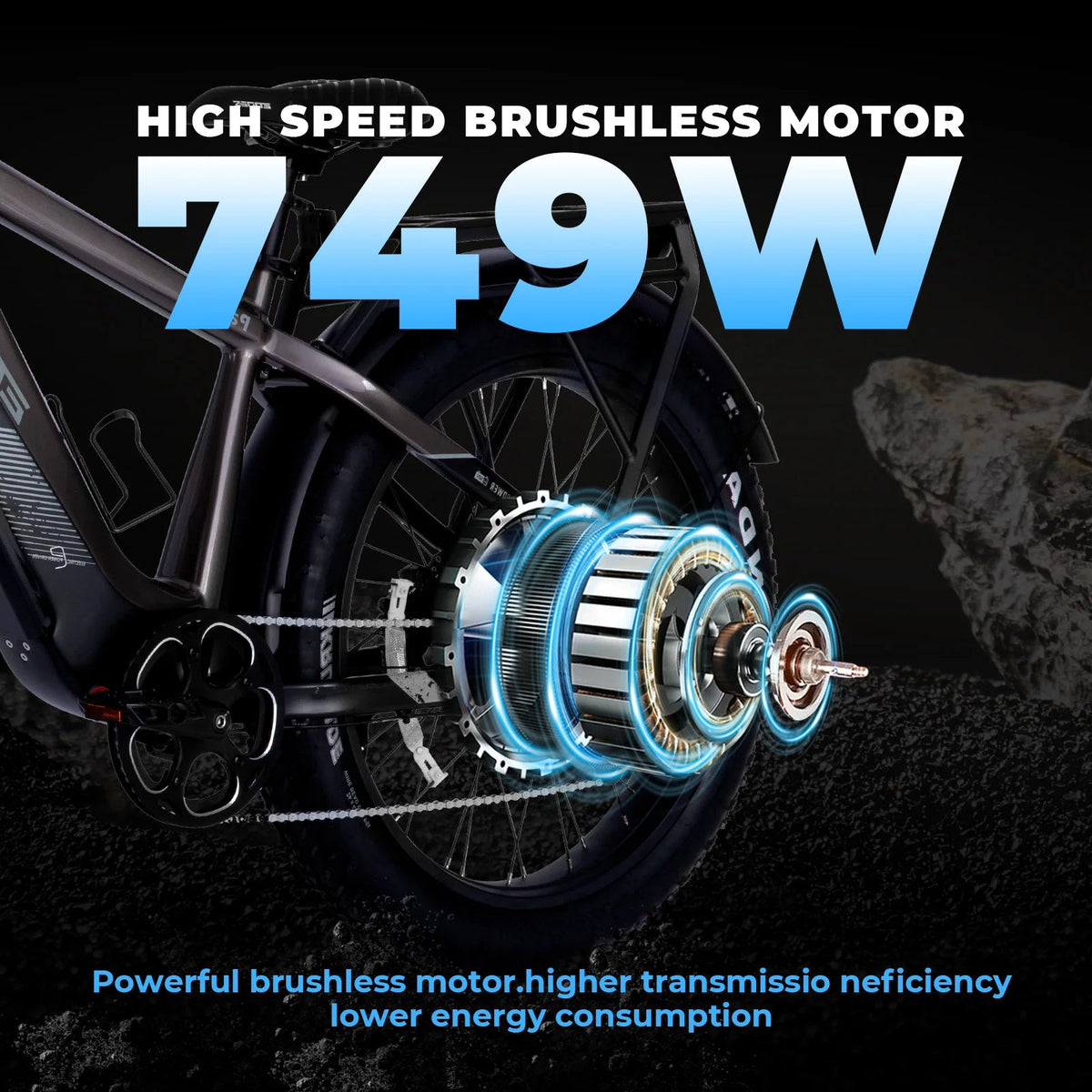 750W off-road electric bicycle 52V 17Ah 26 inch 4.0 fat tire with USB port and Bluetooth APP LCD screen 9-speed AXSSIBLZ