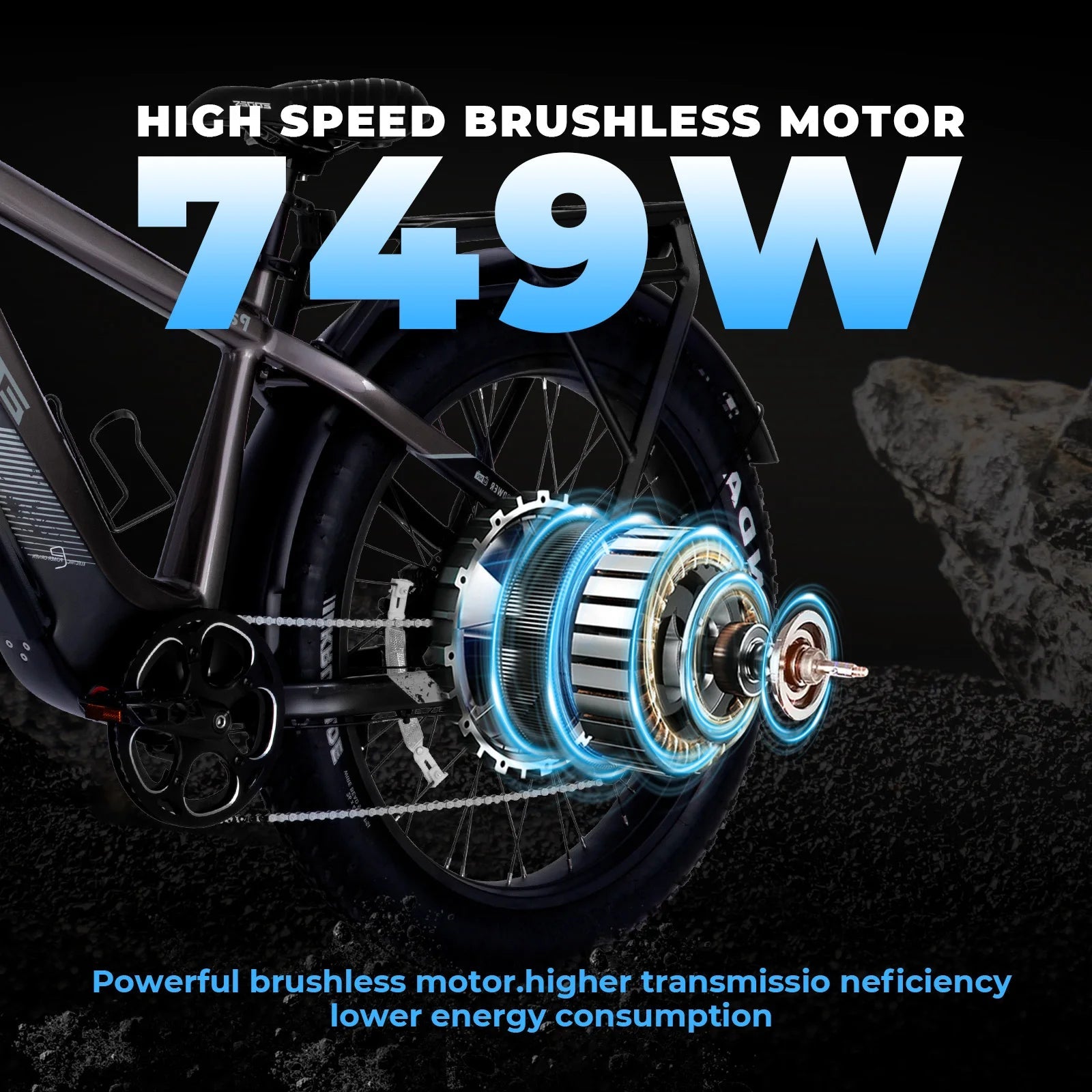 750W off-road electric bicycle 52V 17Ah 26 inch 4.0 fat tire with USB port and Bluetooth APP LCD screen 9-speed AXSSIBLZ