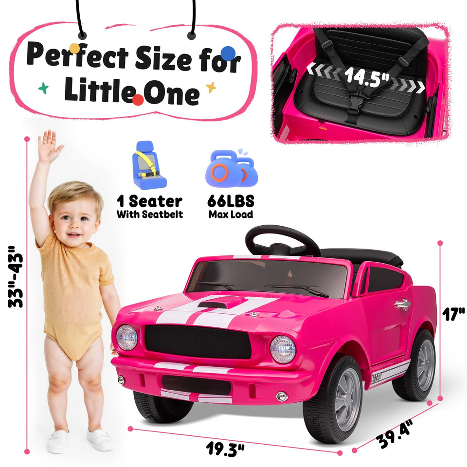 [Official Licensed]Shelby GT350 Kids Electric Car 12V 2WD W/ Parent Remote Control & Safety Belt - All-Terrain Ride-On Toy - Per AXSSIBLZ