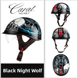 Leather Retro Motorcycle Half-Covered Helmet Comfortable Lightweight Men Portable Helmet snow Skiing Helmets with Goggles cover AXSSIBLZ