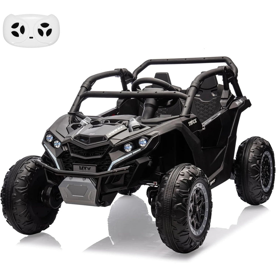 24V Ride On Car For Kids, 4WD Electric Vehicle With Remote Control, 2 Seater, LED Lights, Four-Wheel Shock Absorption, 3 Speeds AXSSIBLZ
