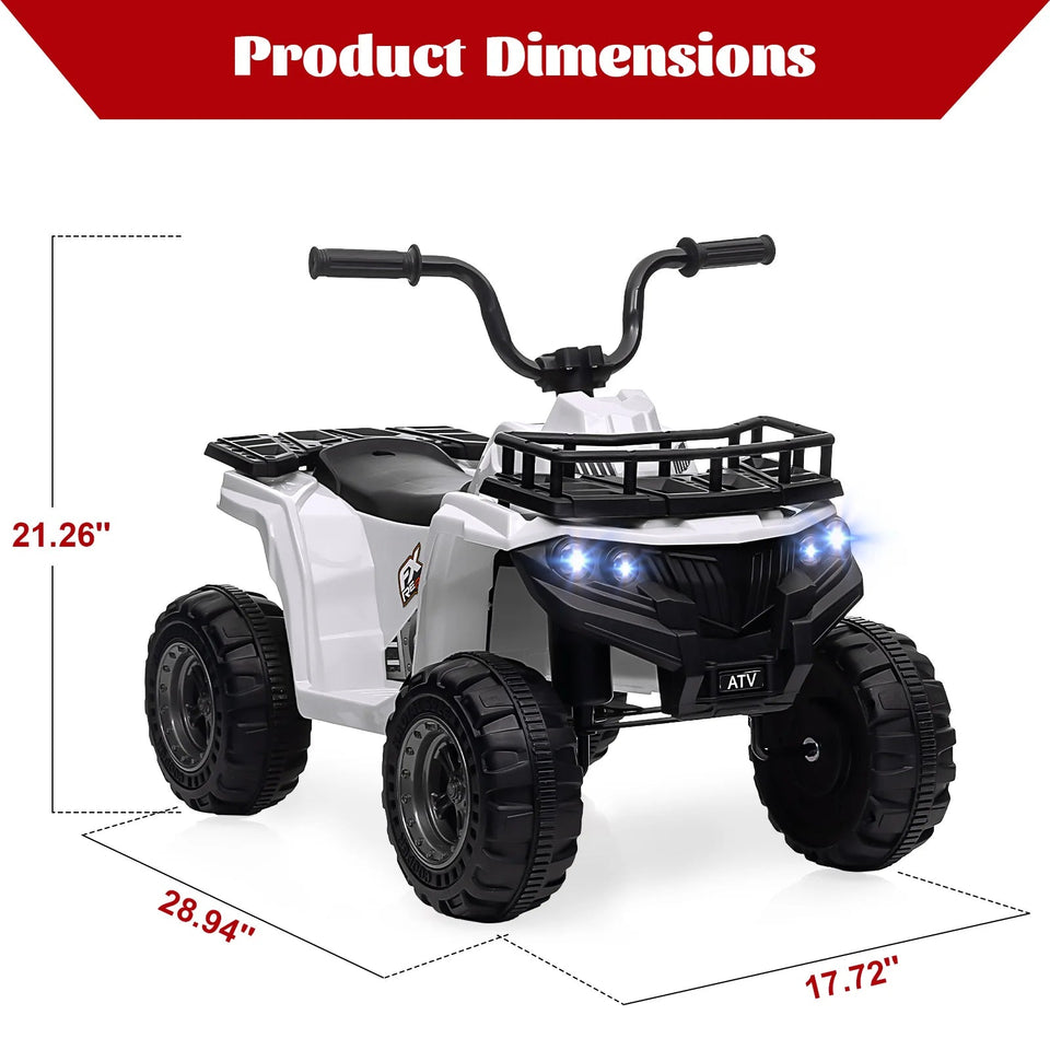 12V Kids Ride On Electric ATV, Ride Car Toy with Bluetooth Audio,High/Low Speed, LED Headlights, Battery Indicator & Radio AXSSIBLZ