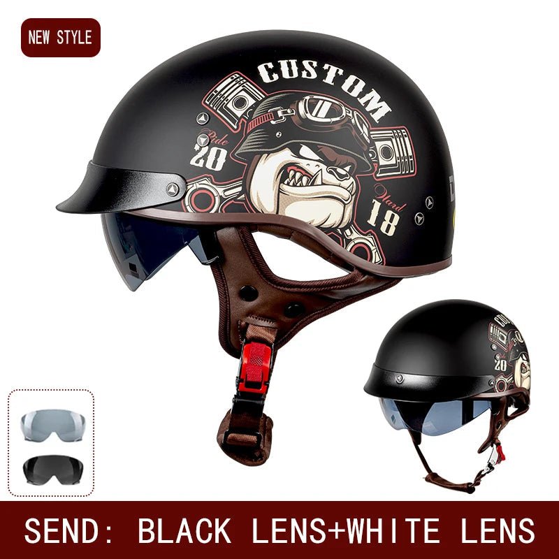 Retro helmet motorcycle helmet motorcycle half helmet four seasons summer wear endoscopic safety hat helmet cruise helmet Riding AXSSIBLZ