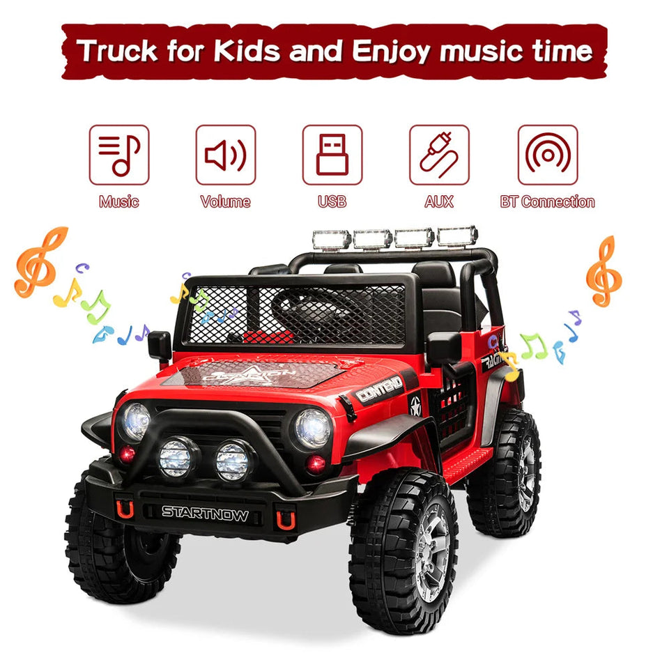12V Battery Powered  Ride On Car 2 Seater kids Electric Vehicle Toy Truck w/Remote Control Equipped with Music AXSSIBLZ