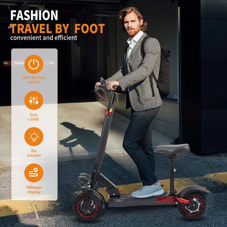 Motor 800W Folding Electric Scooters With Seat For Adults Commuter 28MPH Fast Foldable E-Scooter Off-Road Tires Electric Scooter AXSSIBLZ