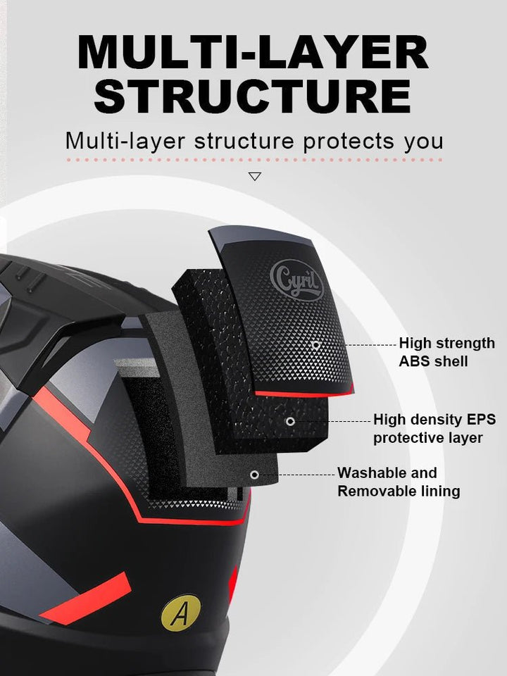 Motorcycle Helmet Dual Visor Modular Flip Up Full Face Helmet for Adult Men Women DOT ECE Approved Casco Moto CYRIL AH121 AXSSIBLZ