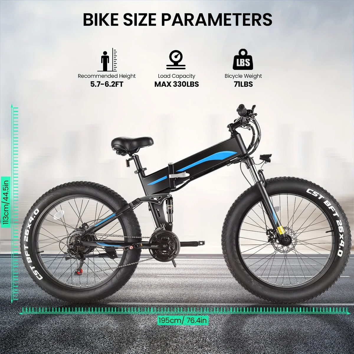 Xtreme Explorer 26" Fat Tire Ebike – 500W Power, 48V 10Ah Battery, Foldable Design, 20MPH for Adults AXSSIBLZ