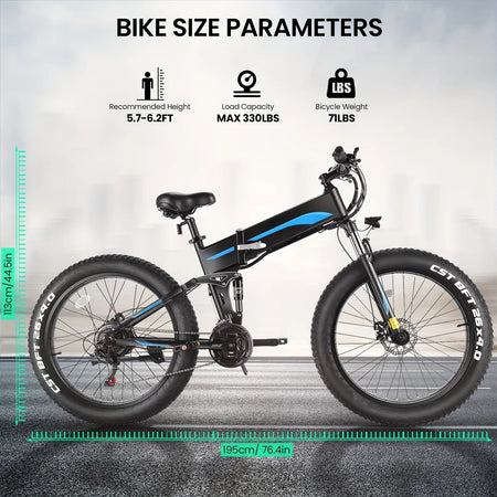 Xtreme Explorer 26" Fat Tire Ebike – 500W Power, 48V 10Ah Battery, Foldable Design, 20MPH for Adults AXSSIBLZ