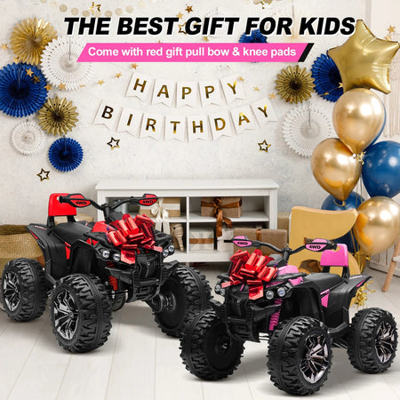 4x4 24V Kids Ride on ATV w/ Remote, 2 Seater Powerful 4-Wheeler Quad Electric Car, 800W Motor Ride on Toys w/ High/Low Speed AXSSIBLZ