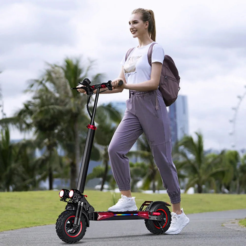 Foldable 1200W Electric Scooter with Seat for Adults, 11'' Off-road Tires, 48V 21Ah Battery, 33Miles Range Commuter E-scooter AXSSIBLZ