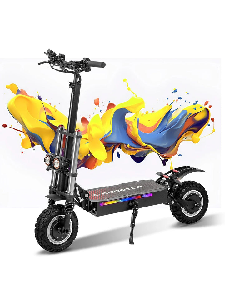 50Mph Fast Electric Scooter with Seat for Adults Load 440lbs 6000W Powerful Dual Motor Hydraulic Suspension Electric Scooter AXSSIBLZ