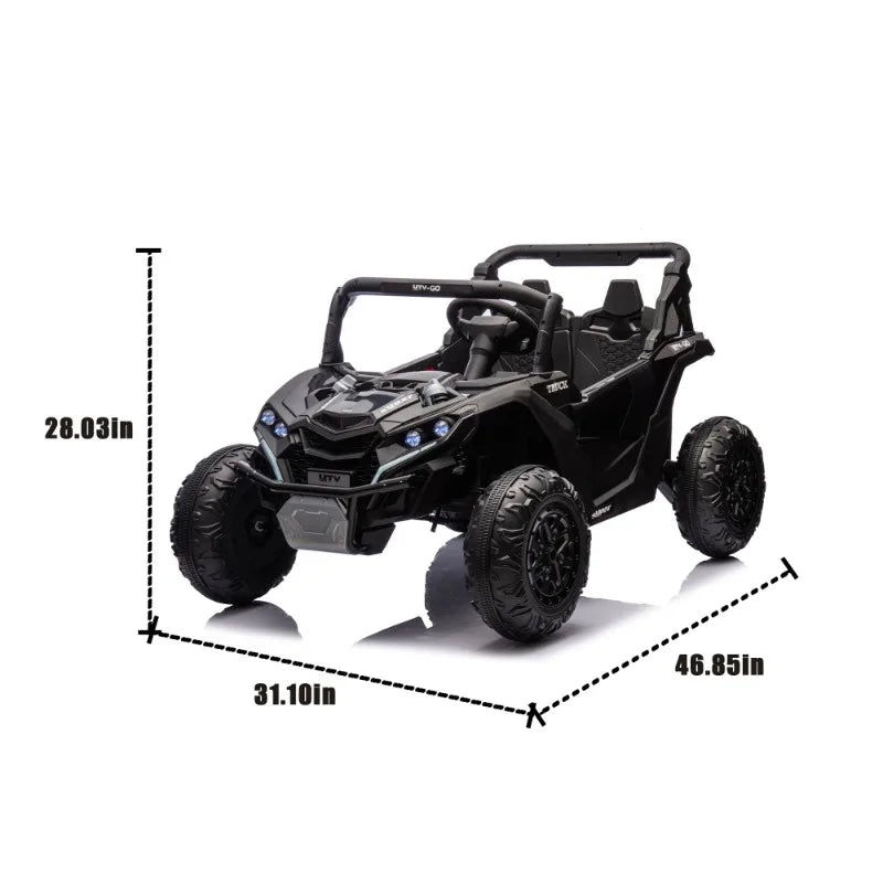 24V Two-Seater Kids Ride On UTV,Anti-collision bar,Storage space,Music,USB,Bluetooth,Volume control,for Kids 3+. AXSSIBLZ
