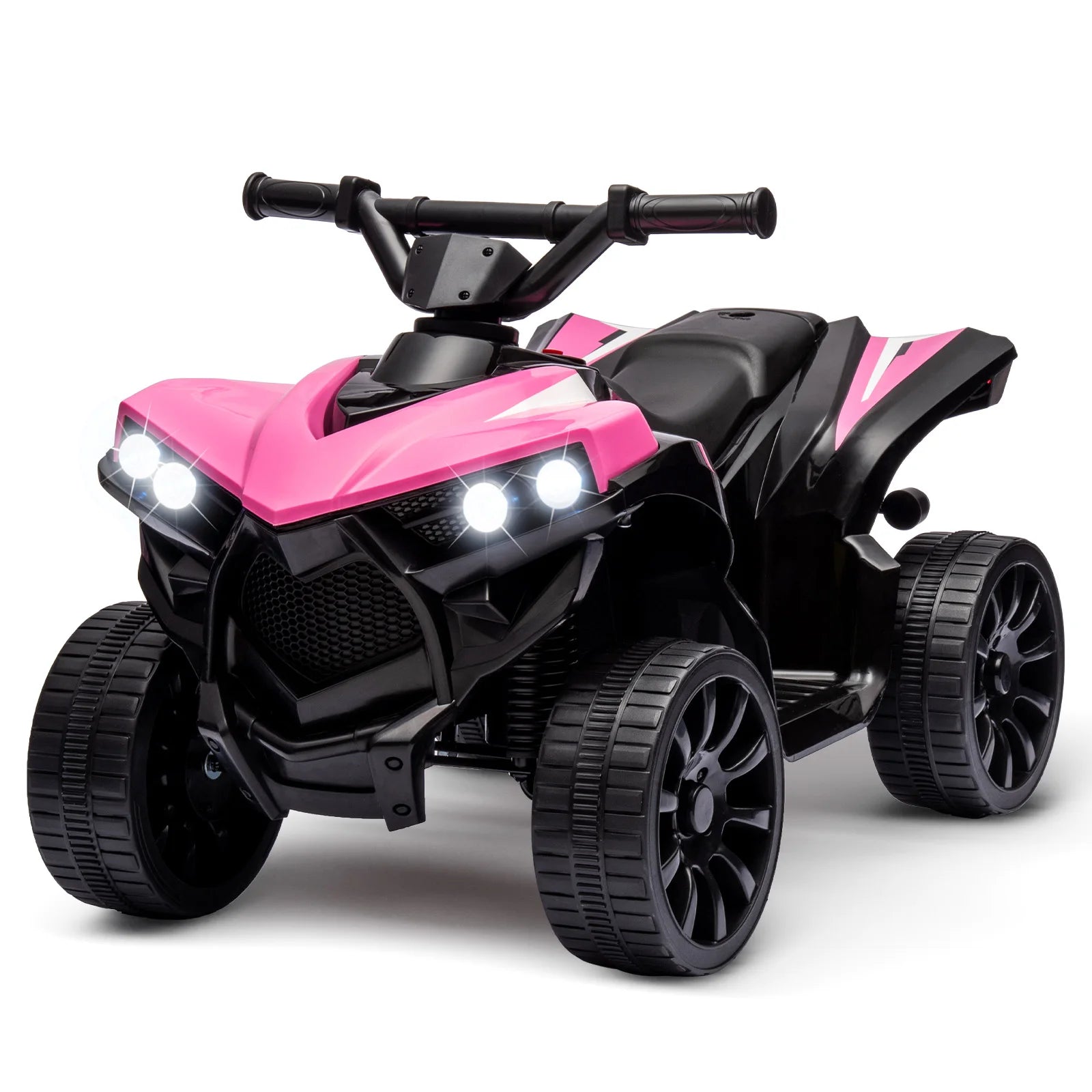 Kids 6V ATV, Ride on Quad Car Toy with LED Lights, Music, Foot Pedal Wear-Resistant Wheels, Battery Powered Electric Vehicle AXSSIBLZ