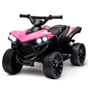 Kids 6V ATV, Ride on Quad Car Toy with LED Lights, Music, Foot Pedal Wear-Resistant Wheels, Battery Powered Electric Vehicle AXSSIBLZ