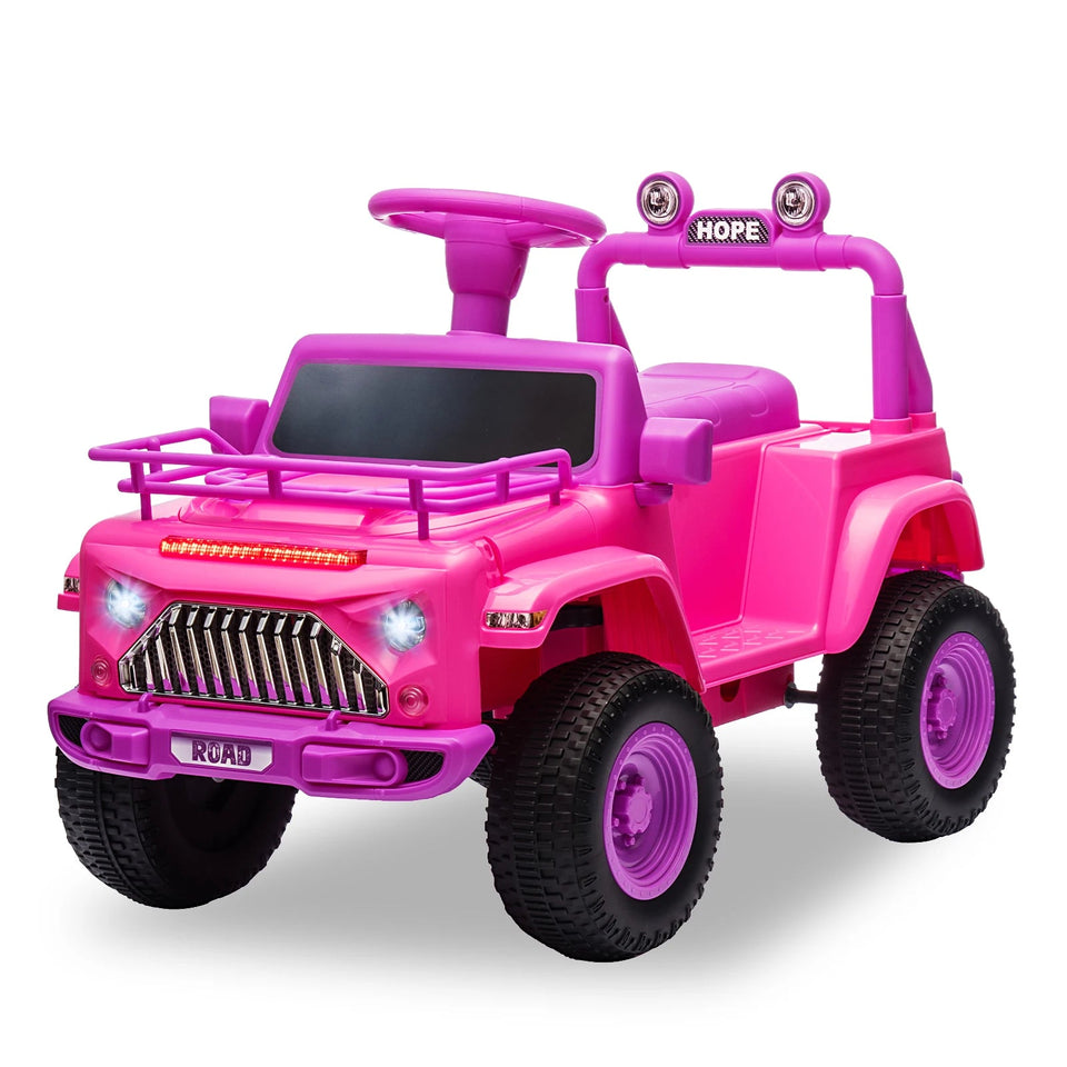 6V Ride On Car Battery Powered Electric Car for Kids with LED Light FM Horn Rear Storage Riding 4 Wheels Toy for Aged 3-6 Years AXSSIBLZ