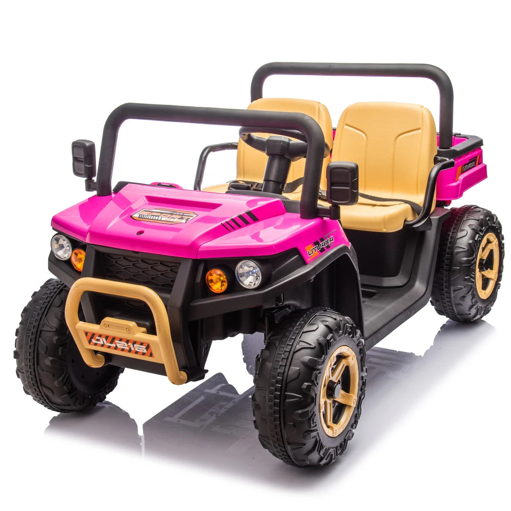 24V XXXL Kids Ride on UTV W/Parents Remote Control,Two-seater,Automatic Tipping Bucket,Rear Wheel Suspension,Slow Start AXSSIBLZ