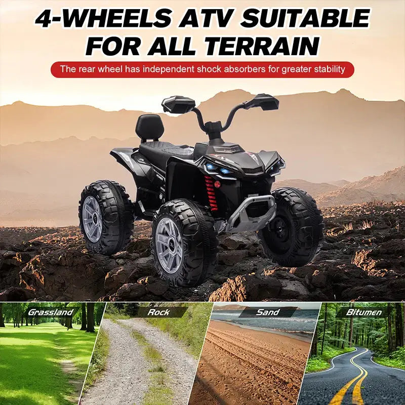 24V Kids Electric Vehicle 4-Wheeler Kids Ride On Toy Car XXXL Size ATV Electric Car for Toddler Children Gift,Spring Supspension AXSSIBLZ