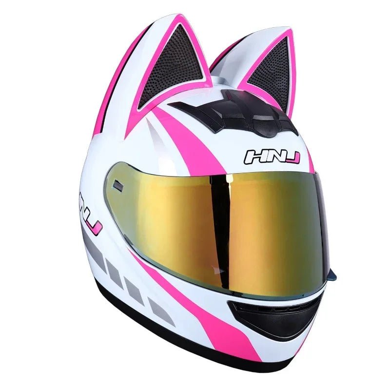 Motorcycle Helmet Detachable Full Face DOT Certification Safety Cat Ears Moto Helmets For Women Breathable Soft Comfort Lining AXSSIBLZ