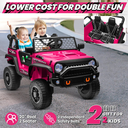 24V Ride on Car Truck with Remote Control & 2 Seater, 4WD/2WD Switchable 400W Powered Ride on Toys with Shovel Spring Suspension AXSSIBLZ