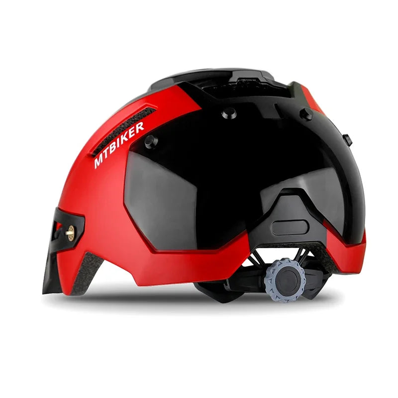 Bike Helmet With Sun Goggle Visor Men Bicycle Helmet Sunglasses Shield Road MTB Cycling Helmets AXSSIBLZ