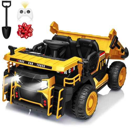 24V Ride on Toys w/Remote Control, 2 Seater 400W Ride on Dump Truck, Electric Powered Ride on w/Dump Bed, 3 Speeds, Shovel, Blue AXSSIBLZ